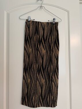 Aqua Zebra Print Glitter Midi Skirt